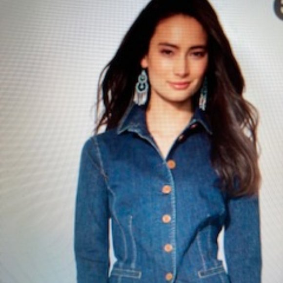 ⭐️ 2x Host Pick! ⭐️ NWOT - Ralph Lauren LRL Peplum Denim Jacket in Blue - Sz 8* - Picture 1 of 10